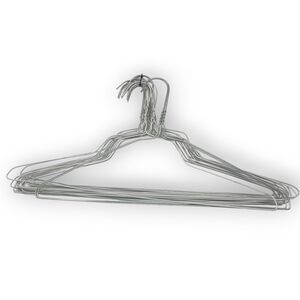 White Silver Lot Vintage Wire Metal Clothes Clothing Hangers Dresses Shirts MCM